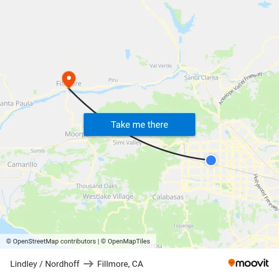Lindley / Nordhoff to Fillmore, CA map