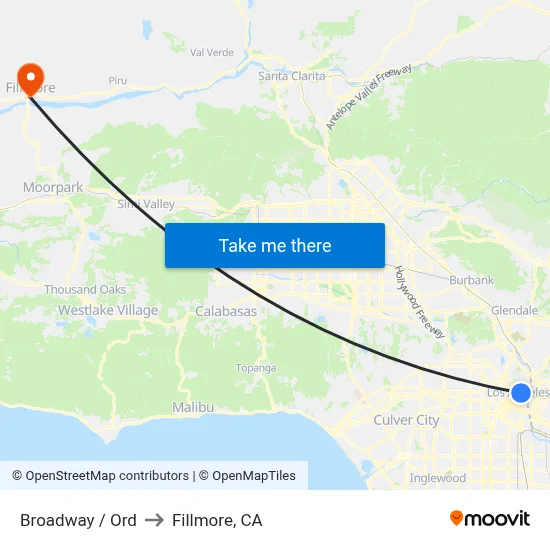 Broadway / Ord to Fillmore, CA map