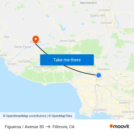 Figueroa / Avenue 50 to Fillmore, CA map