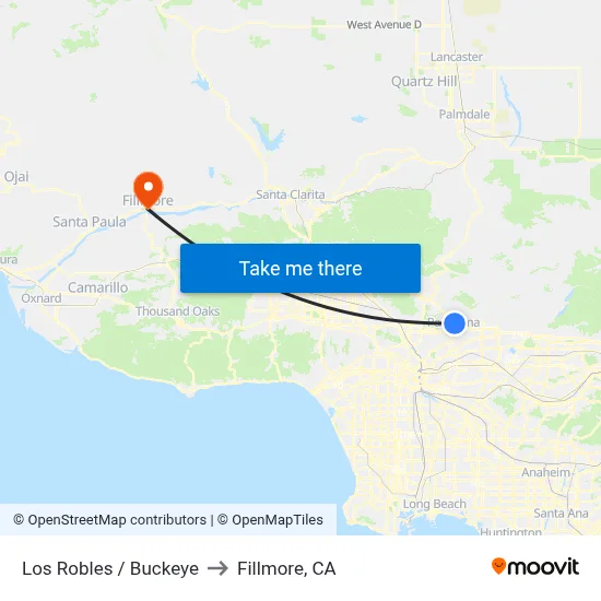 Los Robles / Buckeye to Fillmore, CA map