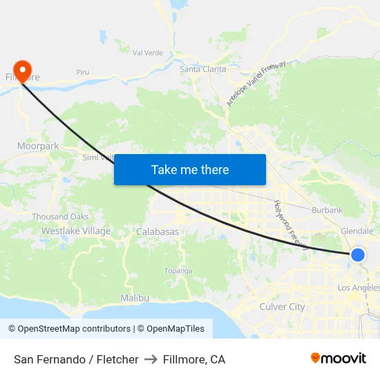 San Fernando / Fletcher to Fillmore, CA map