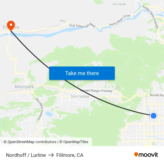 Nordhoff / Lurline to Fillmore, CA map