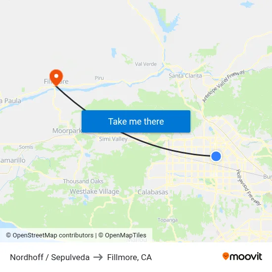 Nordhoff / Sepulveda to Fillmore, CA map