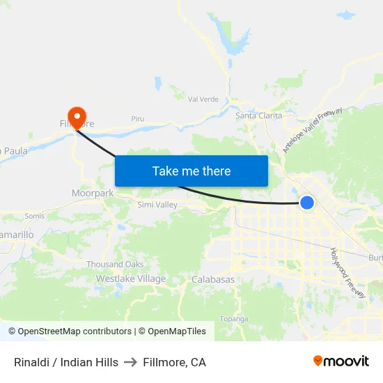 Rinaldi / Indian Hills to Fillmore, CA map