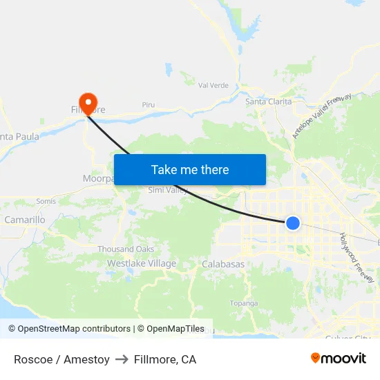 Roscoe / Amestoy to Fillmore, CA map