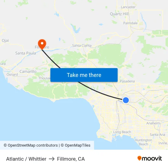 Atlantic / Whittier to Fillmore, CA map