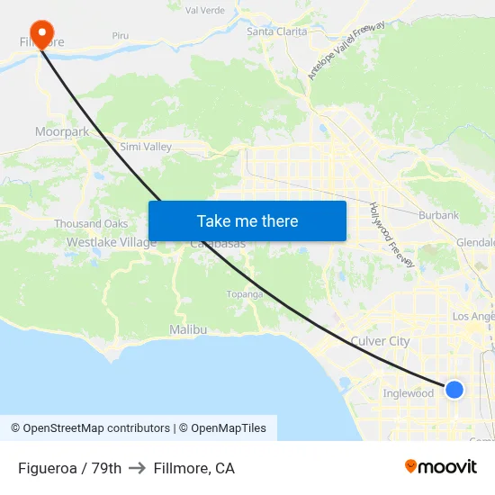 Figueroa / 79th to Fillmore, CA map