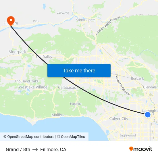 Grand / 8th to Fillmore, CA map