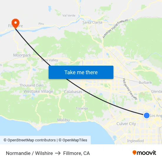 Normandie / Wilshire to Fillmore, CA map