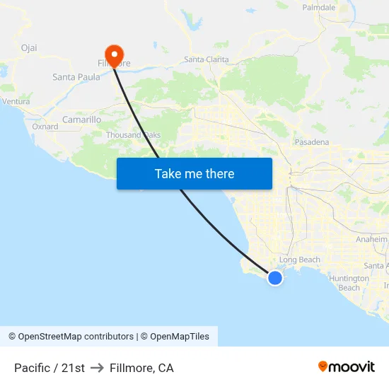 Pacific / 21st to Fillmore, CA map