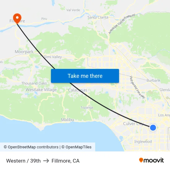 Western / 39th to Fillmore, CA map