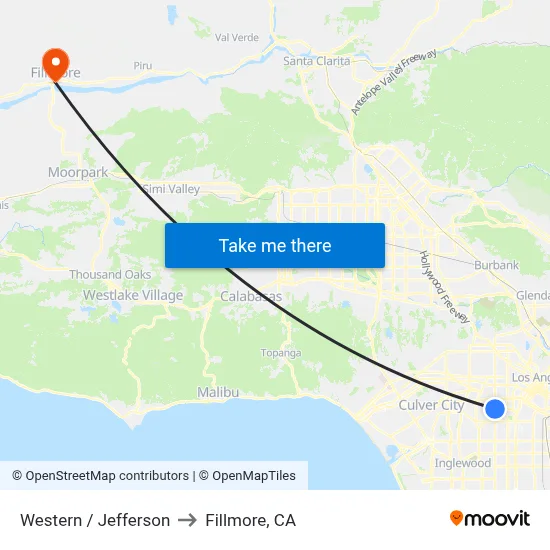 Western / Jefferson to Fillmore, CA map