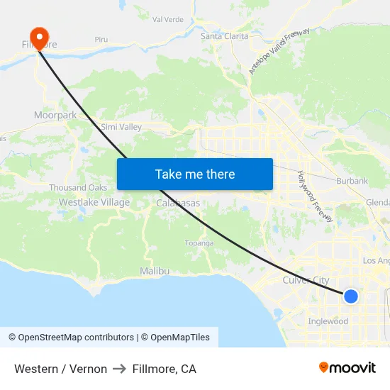 Western / Vernon to Fillmore, CA map