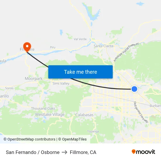 San Fernando / Osborne to Fillmore, CA map