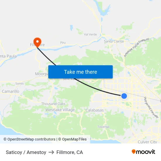 Saticoy / Amestoy to Fillmore, CA map