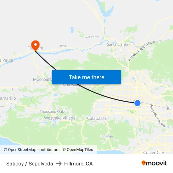 Saticoy / Sepulveda to Fillmore, CA map