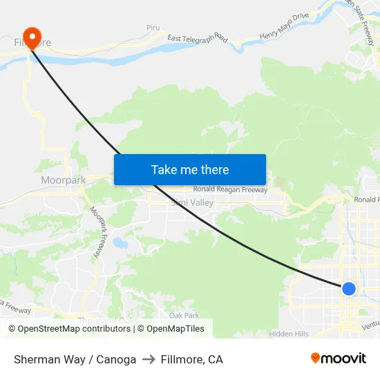 Sherman Way / Canoga to Fillmore, CA map