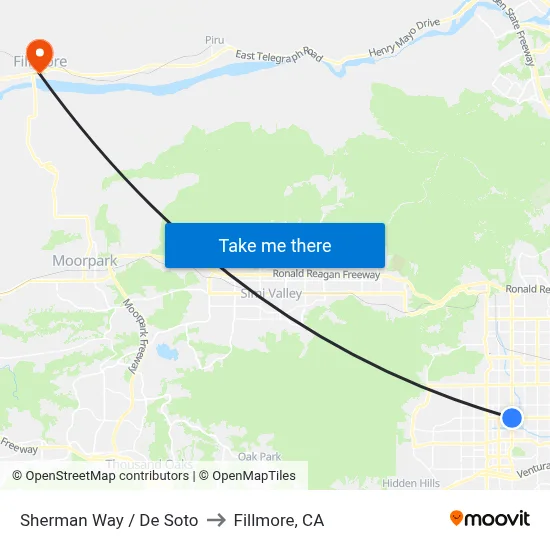 Sherman Way / De Soto to Fillmore, CA map