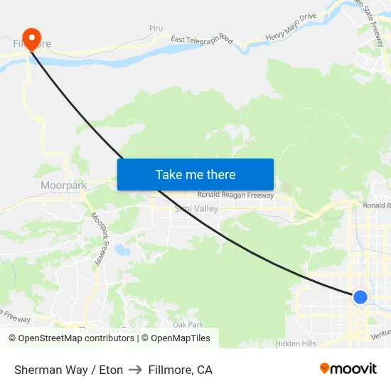 Sherman Way / Eton to Fillmore, CA map