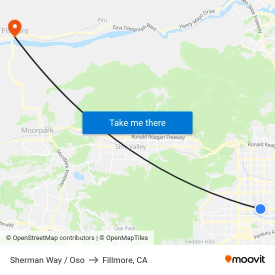 Sherman Way / Oso to Fillmore, CA map