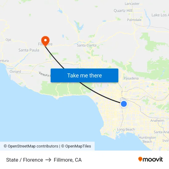 State / Florence to Fillmore, CA map