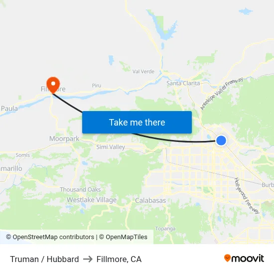 Truman / Hubbard to Fillmore, CA map