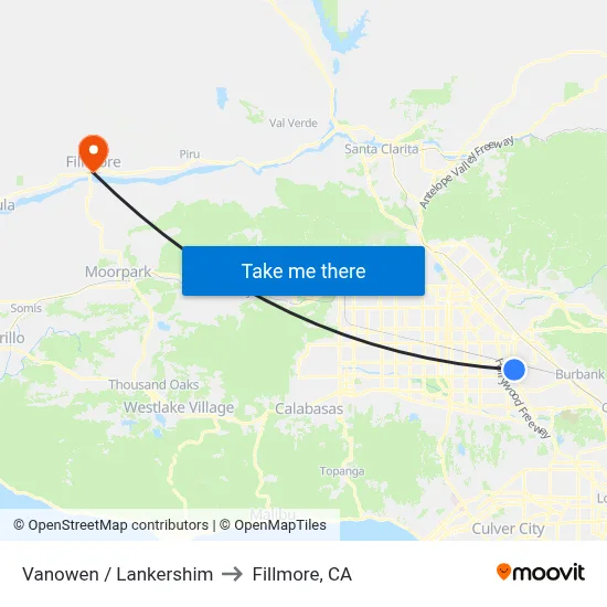 Vanowen / Lankershim to Fillmore, CA map