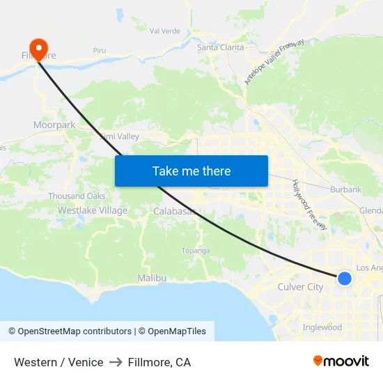 Western / Venice to Fillmore, CA map