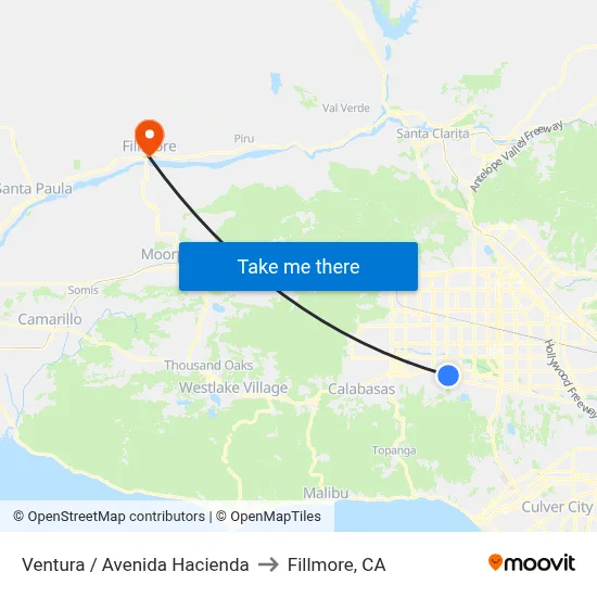 Ventura / Avenida Hacienda to Fillmore, CA map
