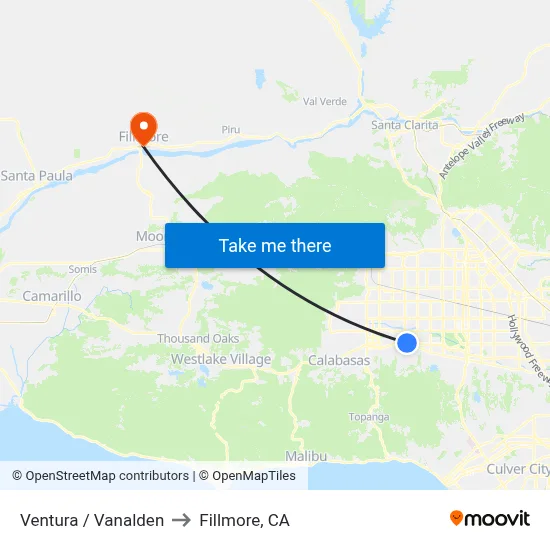Ventura / Vanalden to Fillmore, CA map