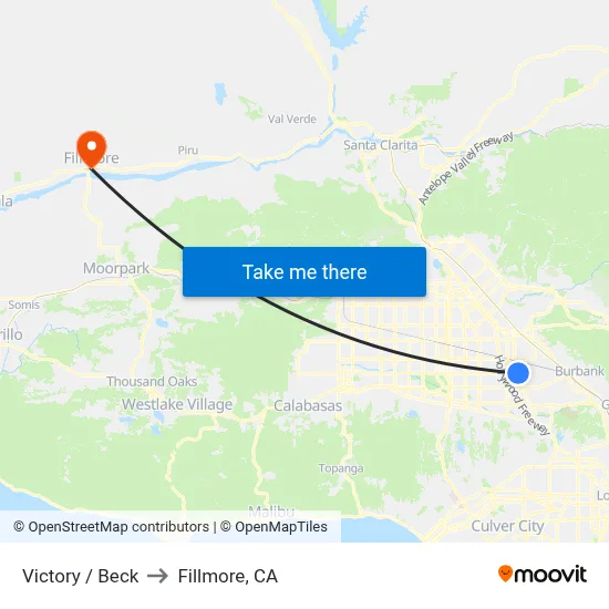 Victory / Beck to Fillmore, CA map