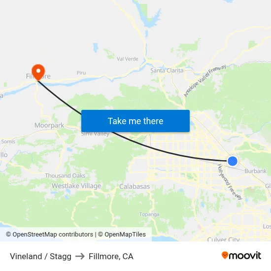 Vineland / Stagg to Fillmore, CA map