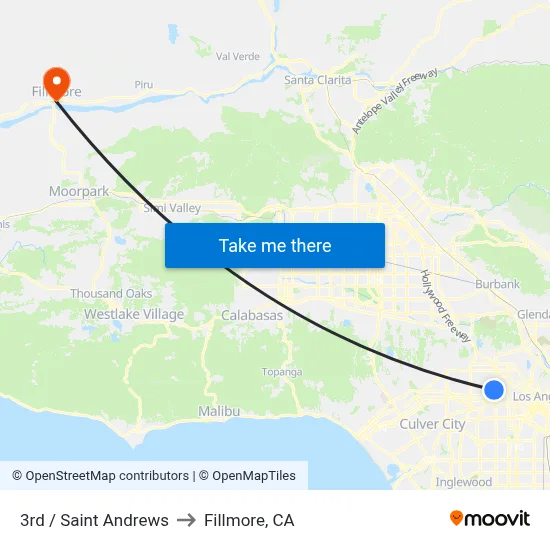 3rd / Saint Andrews to Fillmore, CA map