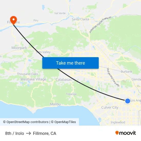 8th / Irolo to Fillmore, CA map