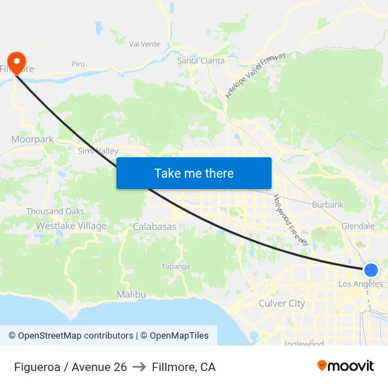 Figueroa / Avenue 26 to Fillmore, CA map