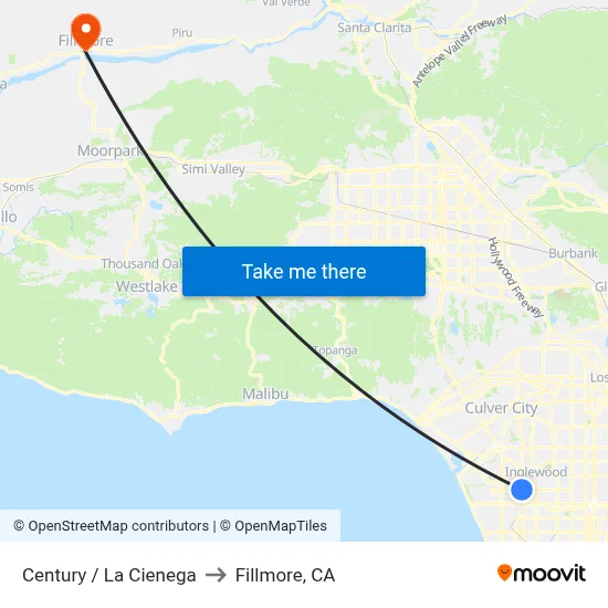 Century / La Cienega to Fillmore, CA map