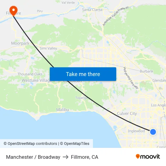 Manchester / Broadway to Fillmore, CA map