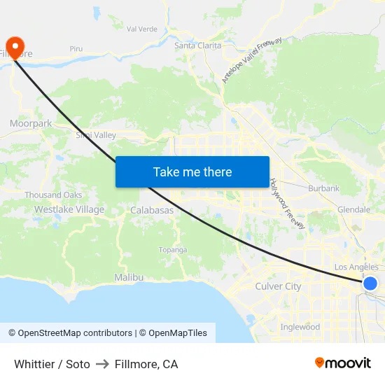 Whittier / Soto to Fillmore, CA map
