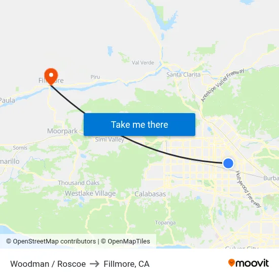 Woodman / Roscoe to Fillmore, CA map