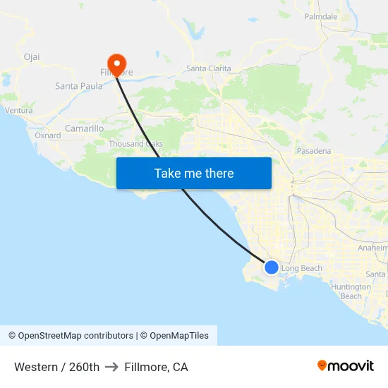 Western / 260th to Fillmore, CA map
