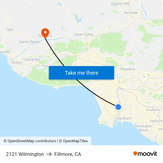 2121 Wilmington to Fillmore, CA map
