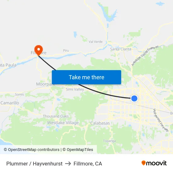 Plummer / Hayvenhurst to Fillmore, CA map