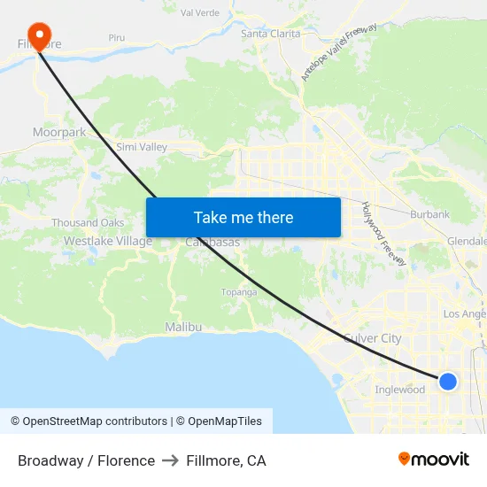 Broadway / Florence to Fillmore, CA map