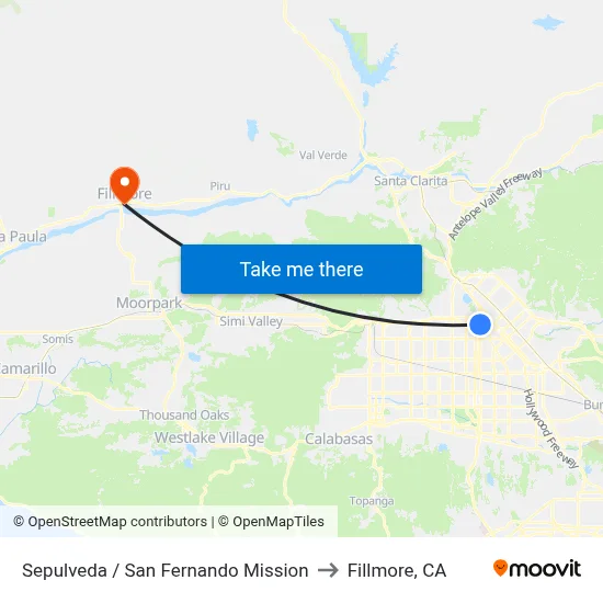 Sepulveda / San Fernando Mission to Fillmore, CA map