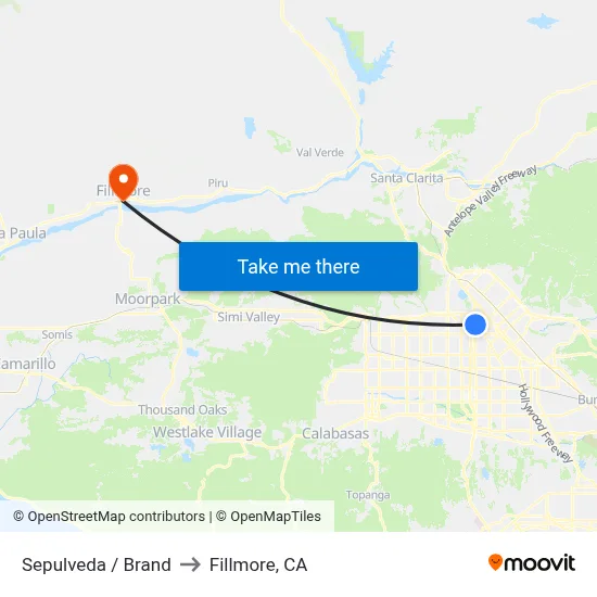 Sepulveda / Brand to Fillmore, CA map