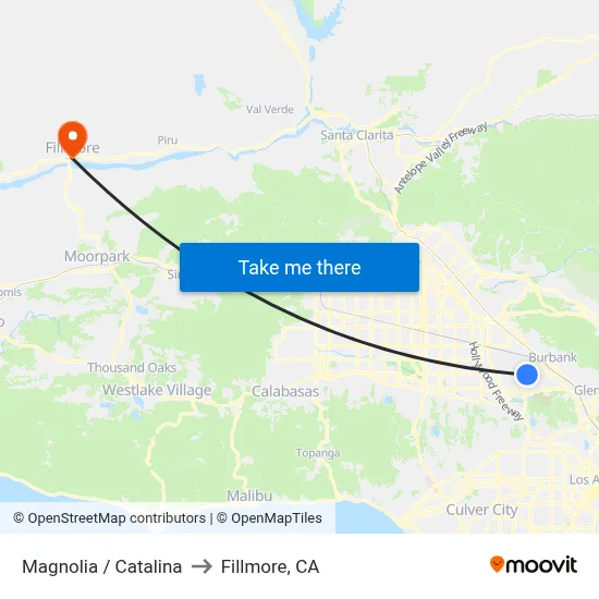 Magnolia / Catalina to Fillmore, CA map
