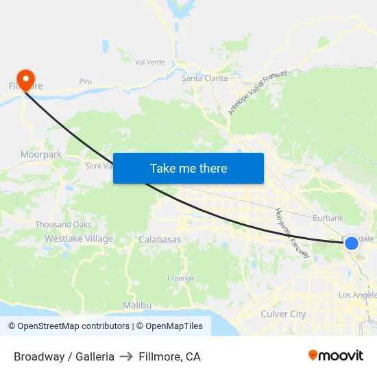 Broadway / Galleria to Fillmore, CA map