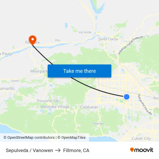 Sepulveda / Vanowen to Fillmore, CA map