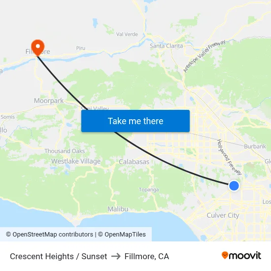 Crescent Heights / Sunset to Fillmore, CA map