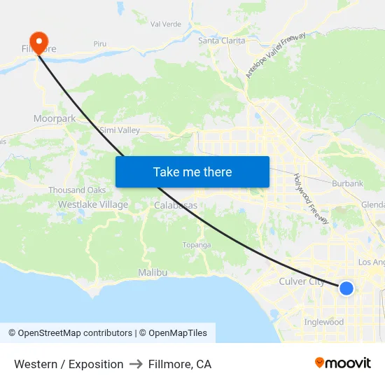 Western / Exposition to Fillmore, CA map